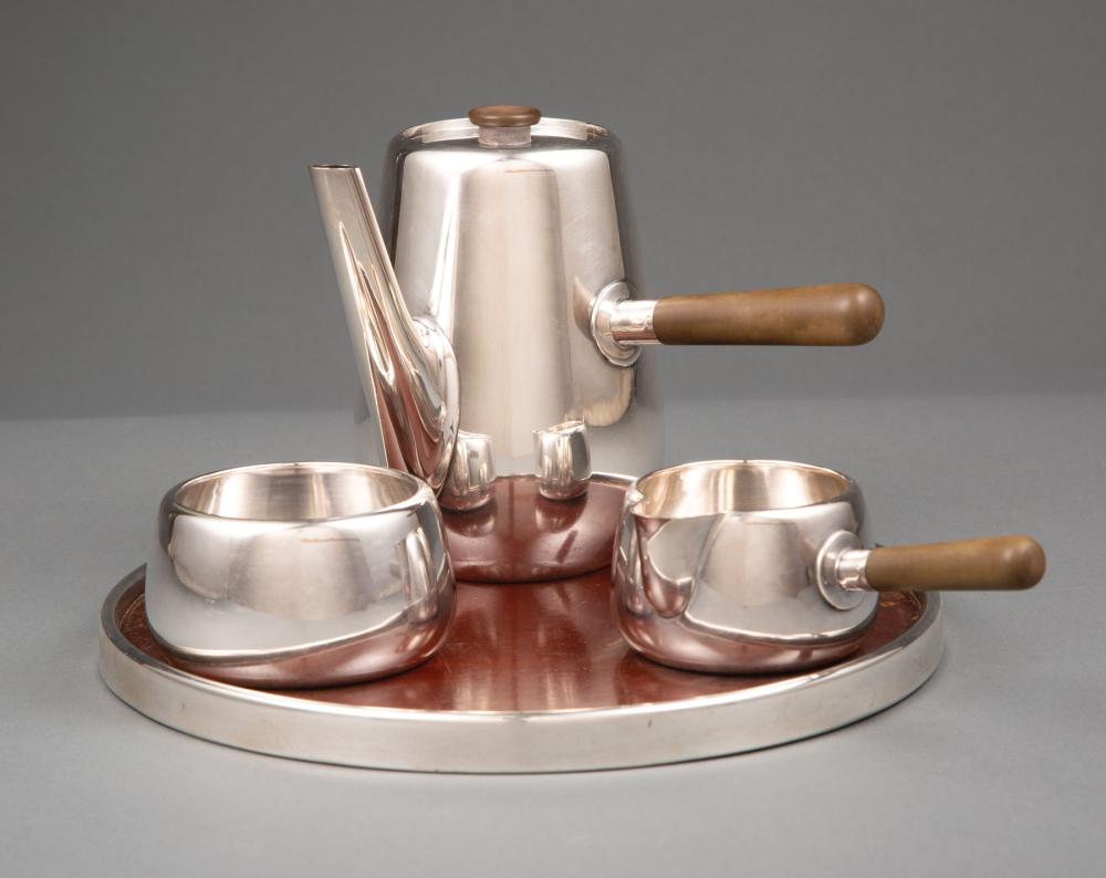 Appraisal: Danish Mid-Century Modern Sterling Silver Four-Piece Demitasse Service c by