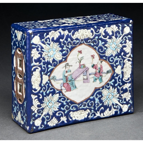 Appraisal: A Chinese famille rose pillow th c enamelled in turquoise