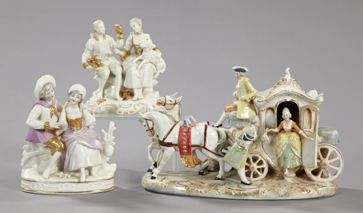 Appraisal: Three-Piece Collection of Porcelain consisting of an elaborate German porcelain