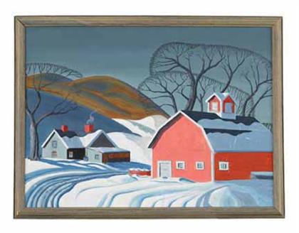 Appraisal: American School th century winter scene in maine Indistinctly signed