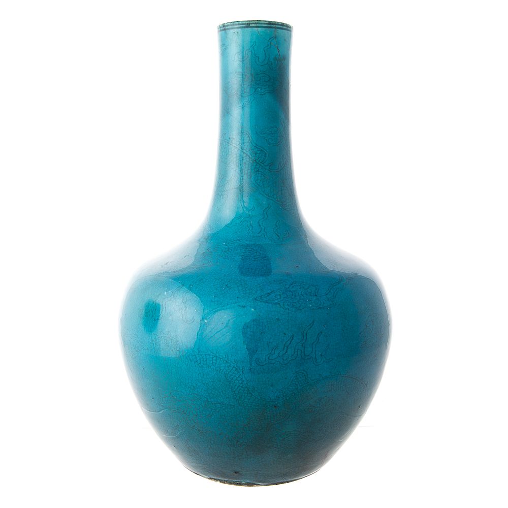 Appraisal: Chinese Turquoise Glazed Bottle Vase th century or earlier with