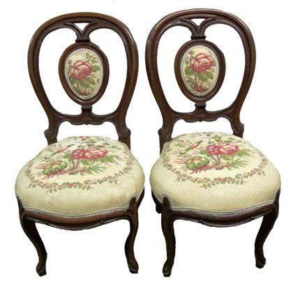 Appraisal: Pair of Rococo Revival walnut side chairs circa