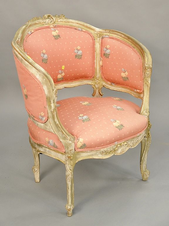 Appraisal: Louis XV style upholstered bergere on cabriole legs Provenance From