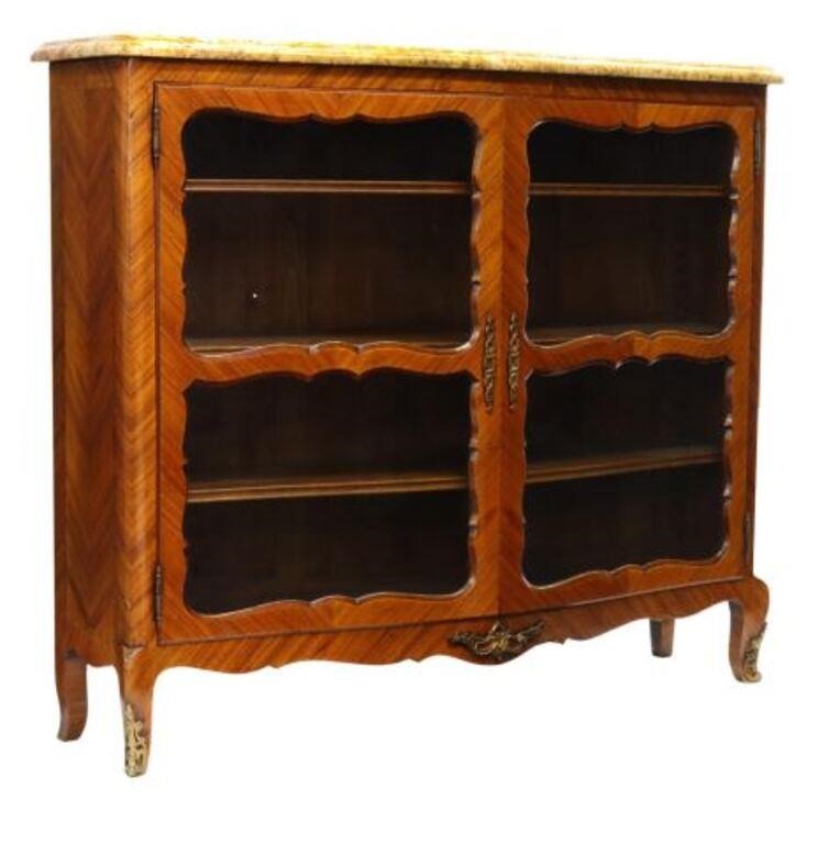 Appraisal: French Louis XV style display cabinet bookcase th c shaped