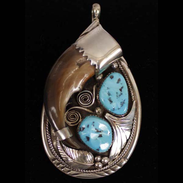 Appraisal: Vintage Navajo Native American Indian LARGE sterling silver turquoise teardrop