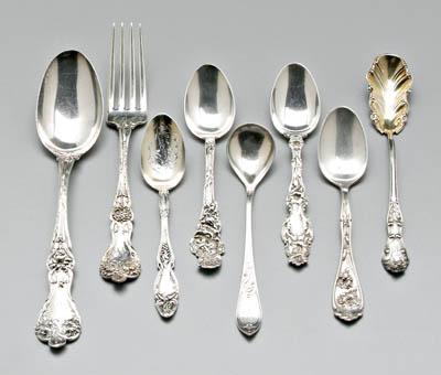 Appraisal: pieces sterling silver flatware all floral patterns including horseradish spoons