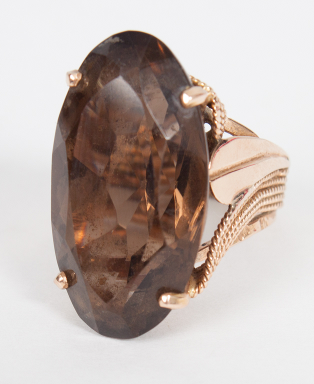 Appraisal: Lady's K rose gold smoky topaz cocktail ring size grams