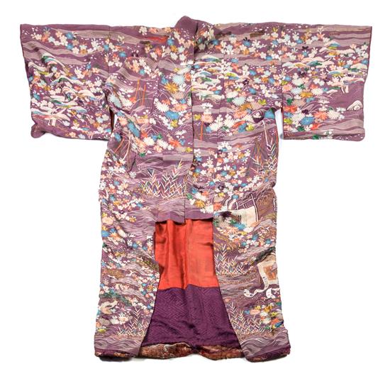 Appraisal: Sale Lot A Japanese Embroidered Silk Kimono Height inches request