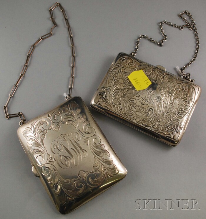 Appraisal: Two Art Deco Engraved Sterling Silver Purses one Watrous both