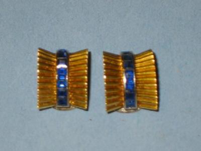 Appraisal: A PAIR OF SAPPHIRE ART DECO EAR CLIPS having a