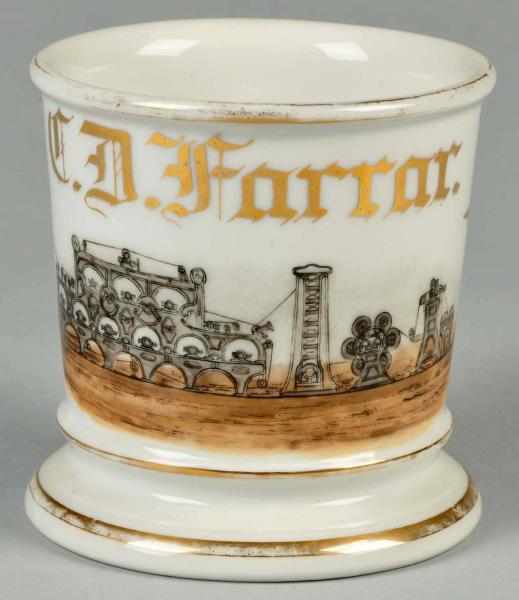 Appraisal: Working Machine Shaving Mug Description Gilt name C D Farrar