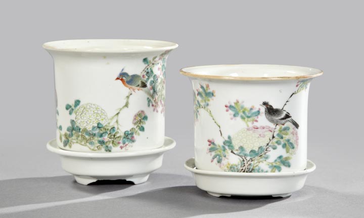 Appraisal: Pair of Kuang Hsu Polychromed Porcelain Flowerpots fourth quarter th