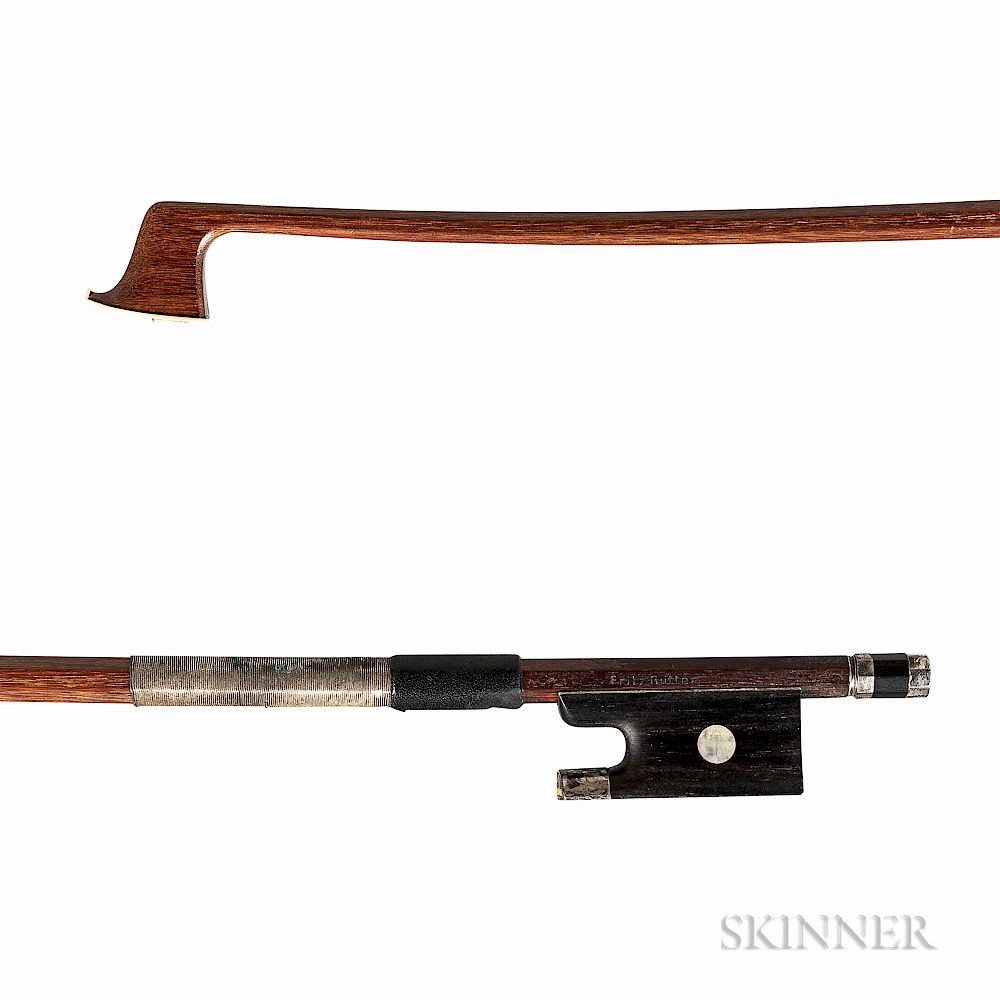 Appraisal: Silver-mounted Violin Bow Silver-mounted Violin Bow the octagonal stick stamped