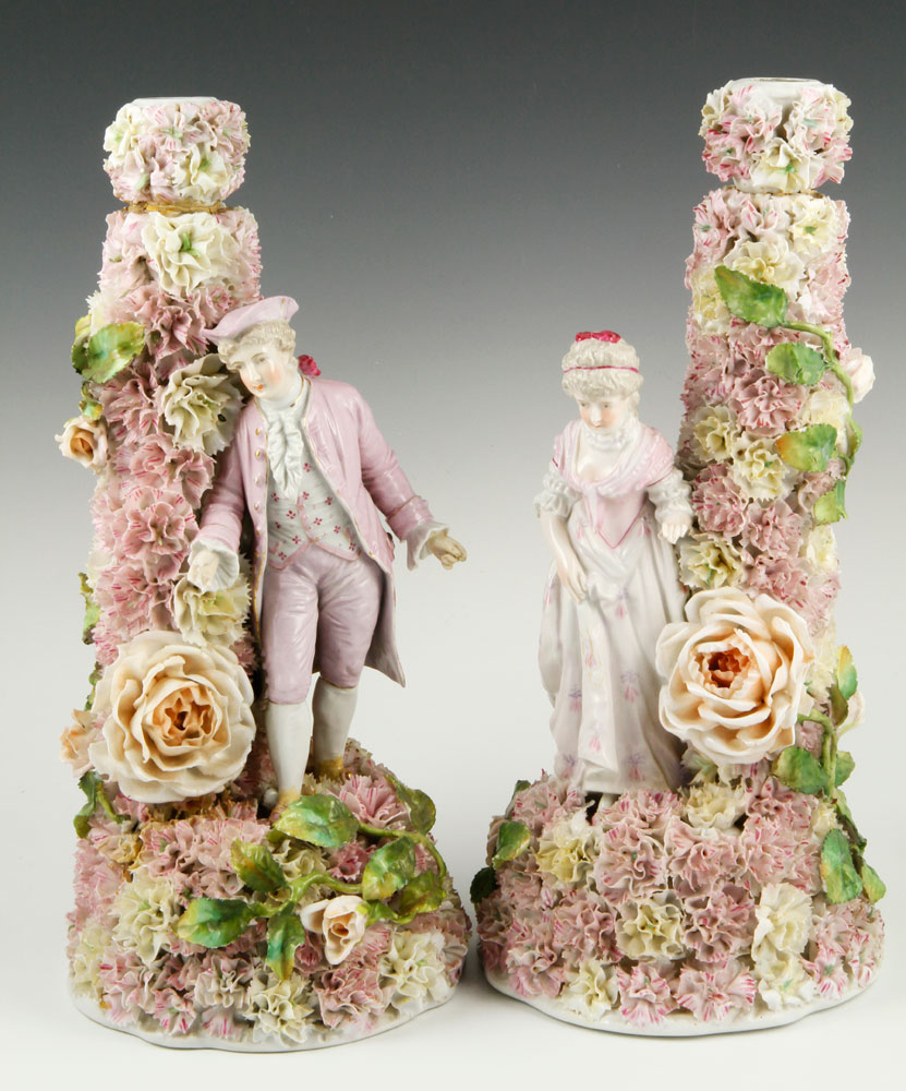 Appraisal: - th C Pair of German Candle Sticks th century