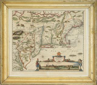 Appraisal: FINE FRAMED CIRCA DUTCH MAP OF NEW ENGLAND SOUTH TO