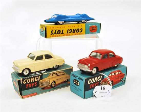 Appraisal: THREE CORGI MODELS INCLUDING A PROTEUS VAUXHALL VELOX SALOON CREAM