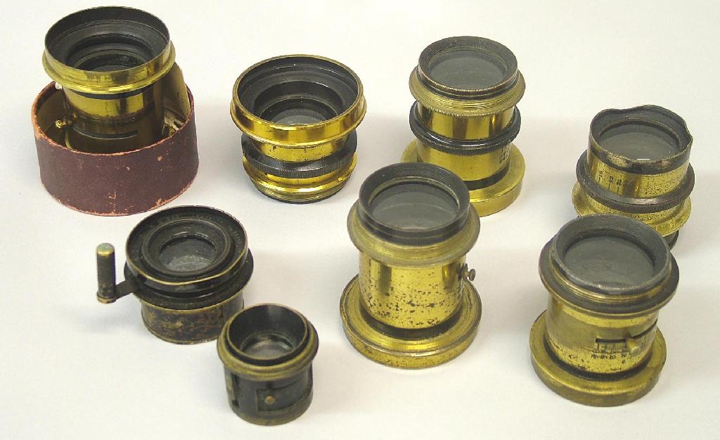 Appraisal: Iris diaphragm brass bound lens and seven other various brass