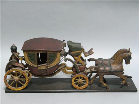 Appraisal: AMERICANA FOLK ART GEORGE WASHINGTON'S COACH Hand-carved and hand-painted wooden