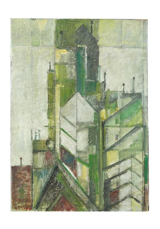 Appraisal: Lyonel Feininger - -attributed Lyonel Feininger - -attributed houses oil