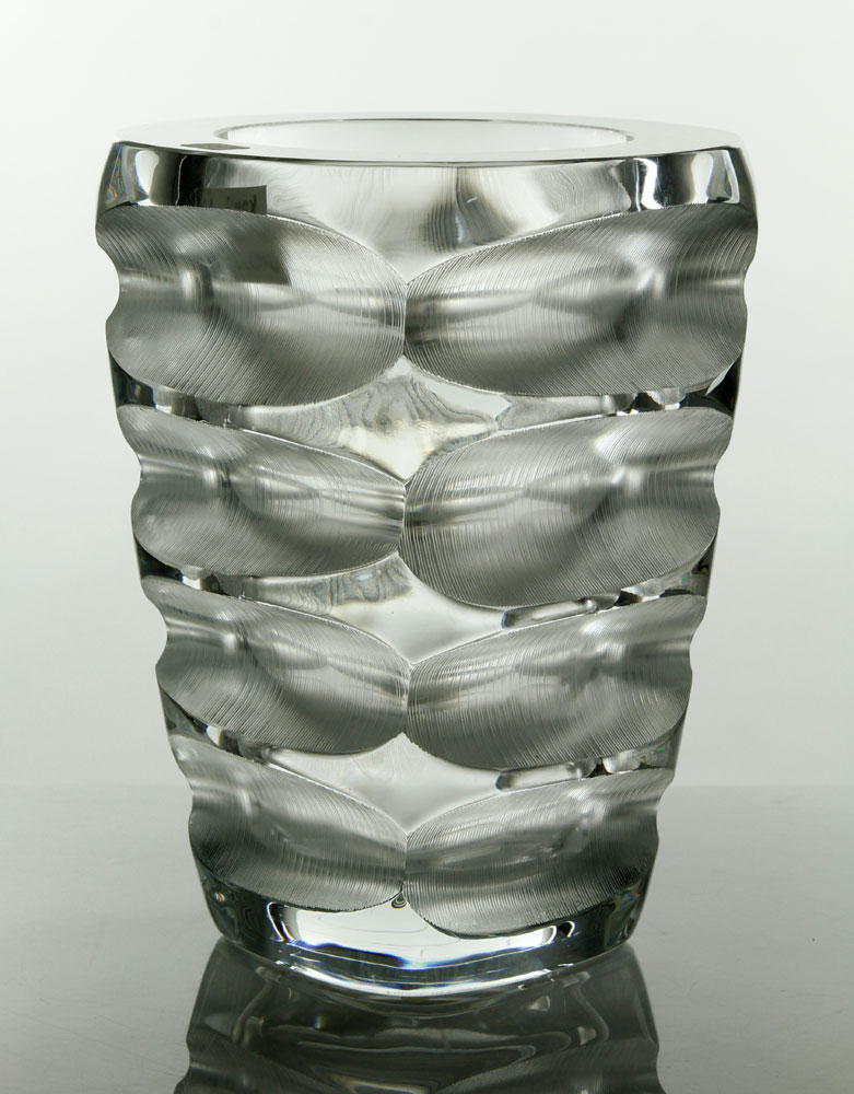 Appraisal: - Lalique Horizontal Cut Block Vase Lalique horizontal cut block