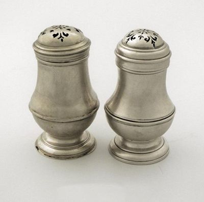 Appraisal: Two George I bun top peppers of baluster form on