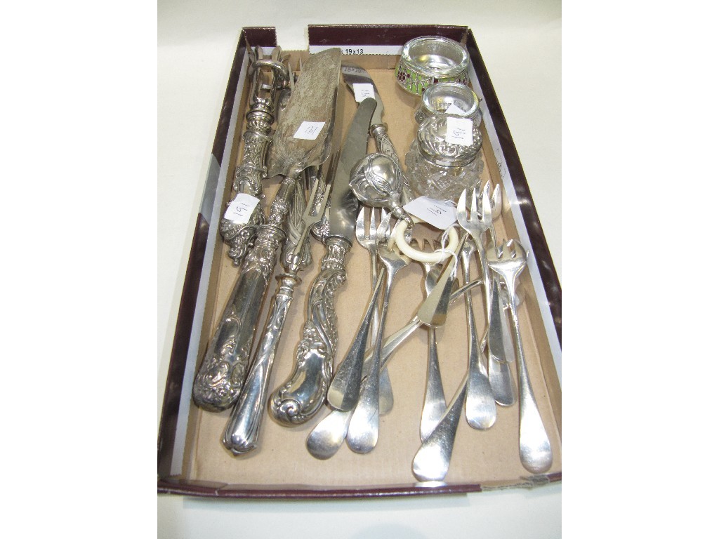 Appraisal: Lot comprising silver plated cutlery - joint holder server carving