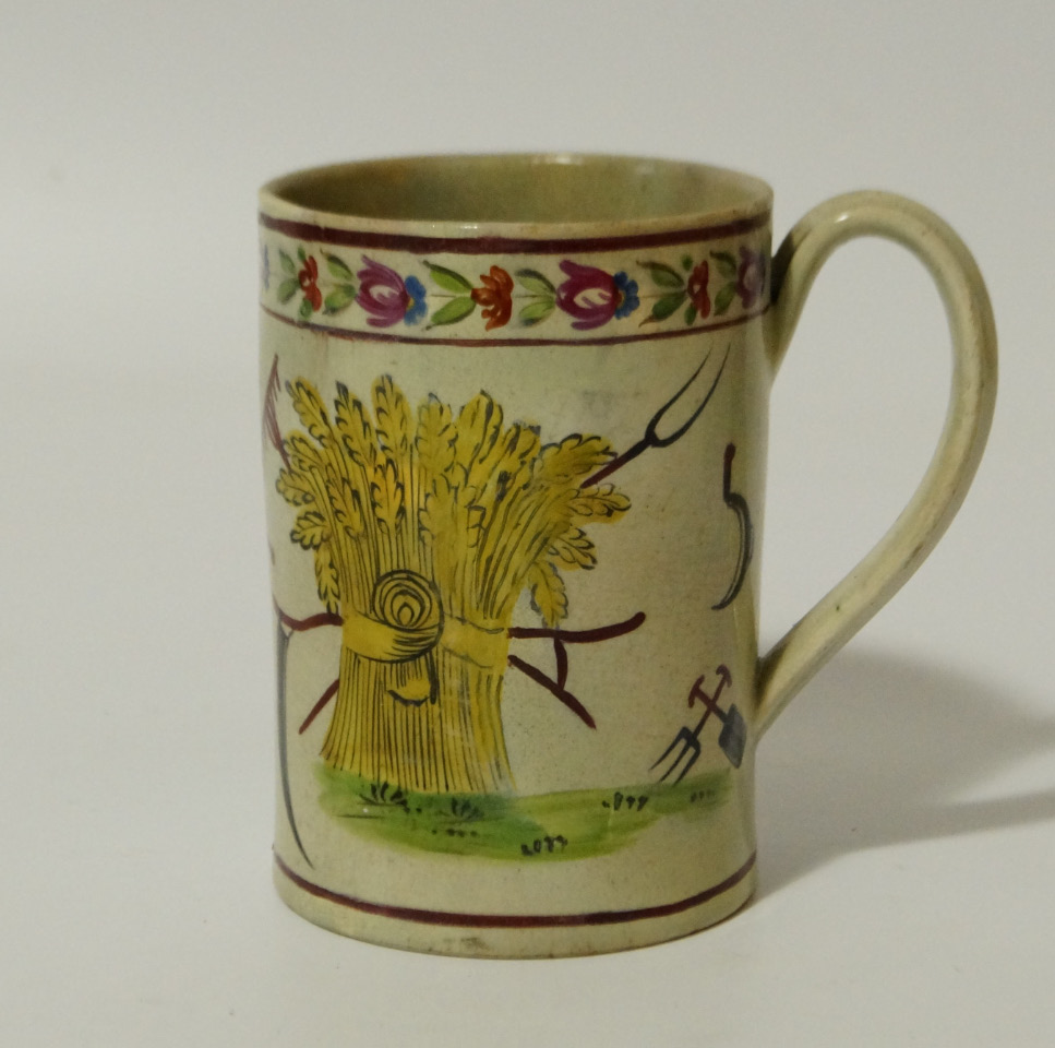 Appraisal: A late thC Pearlware God Speed The Plough style tankard