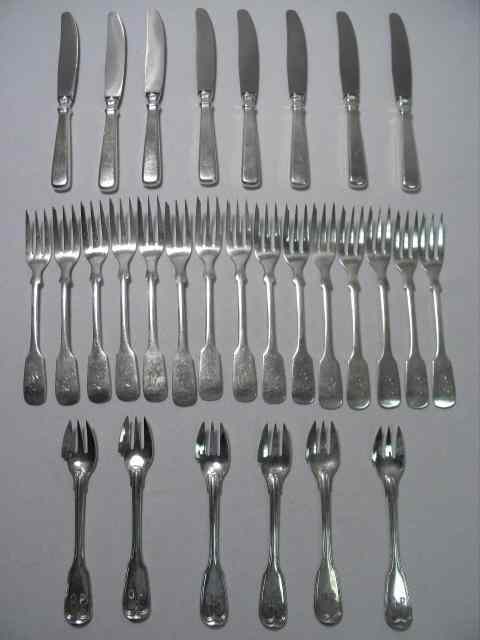 Appraisal: An assortment of mixed German silver flatware Includes '' seafood