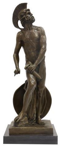 Appraisal: Bronze sculpture on marble stand Philopoemen after Pierre Jean David