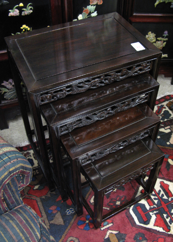 Appraisal: A NESTING SET OF ROSEWOOD QUARTETTO TABLES Chinese th century