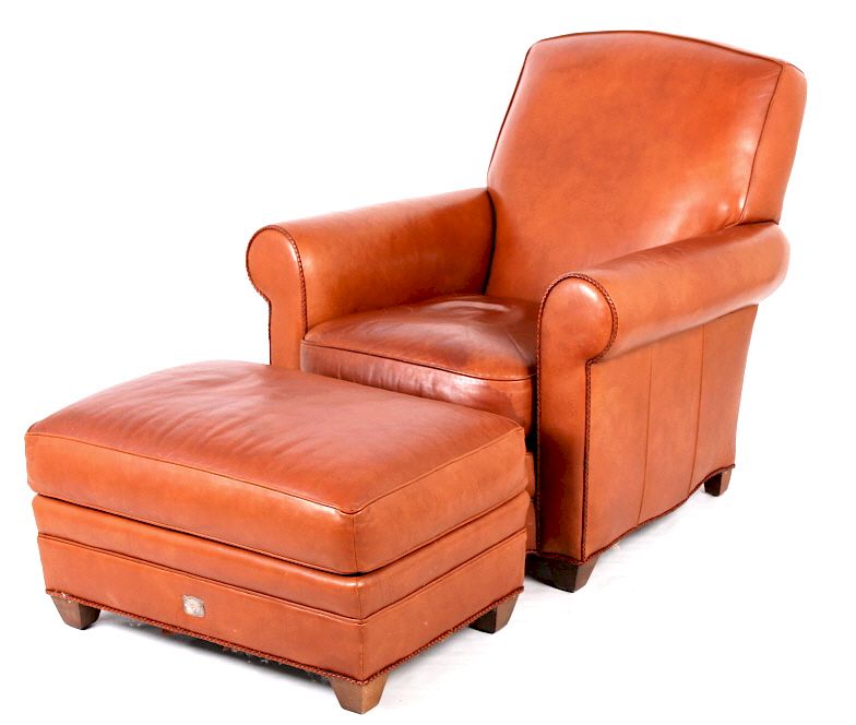 Appraisal: Edward H Bohlin Leather Chair With Ottoman Included for sale