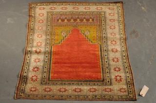 Appraisal: Early Turkish Silk Prayer Rug Early Turkish silk prayer rug