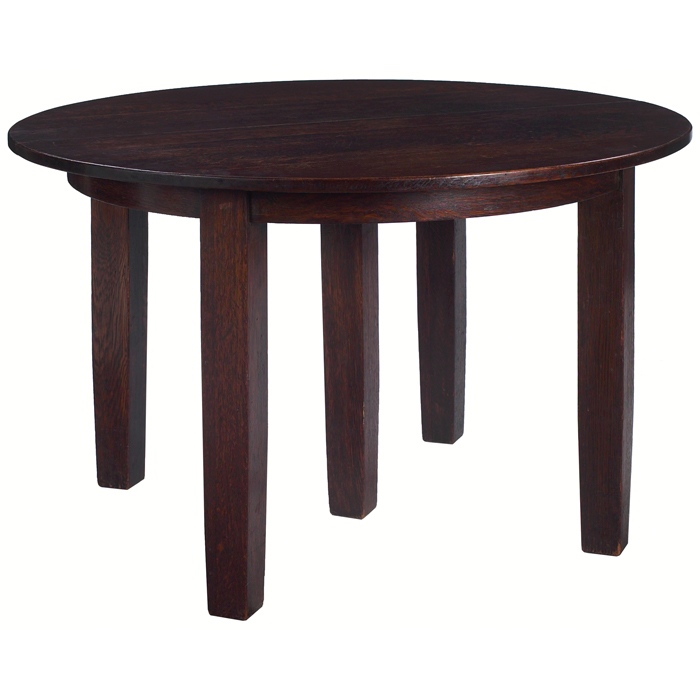 Appraisal: Gustav Stickley dining table circular top over a five-leg base