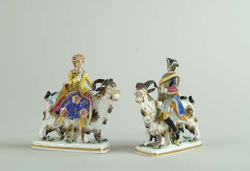 Appraisal: PAIR OF CHELSEA PORCELAIN FIGURES OF MAN AND WOMAN ON