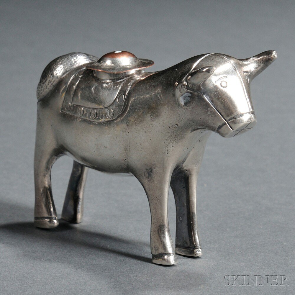 Appraisal: Bolivian Silver-plated Bull-form Vessel th century after an th century