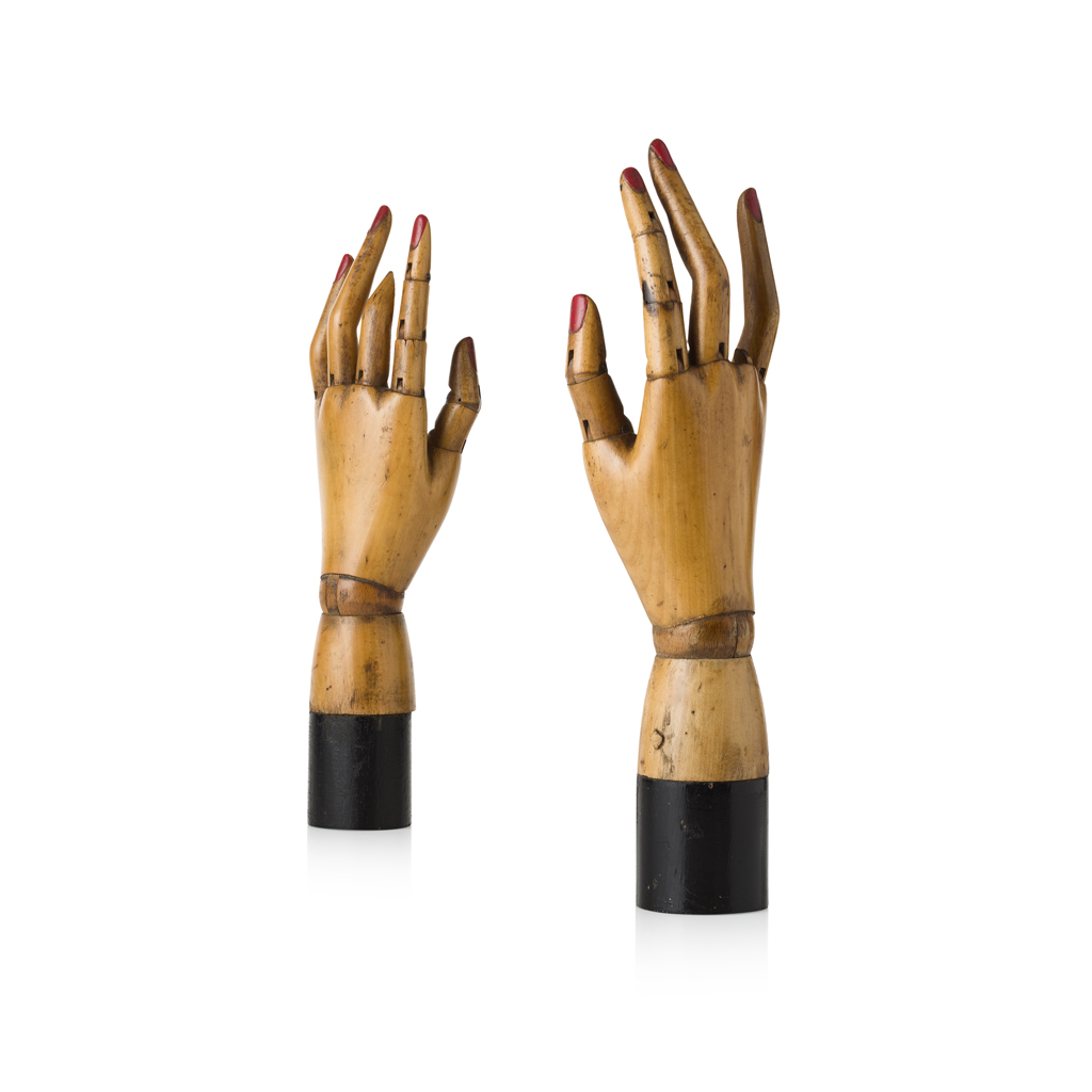 Appraisal: PAIR OF PINE ARTIST'S HAND MODELS S each with an