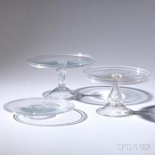 Appraisal: Three Colorless Blown Glass Salvers England or Europe th century