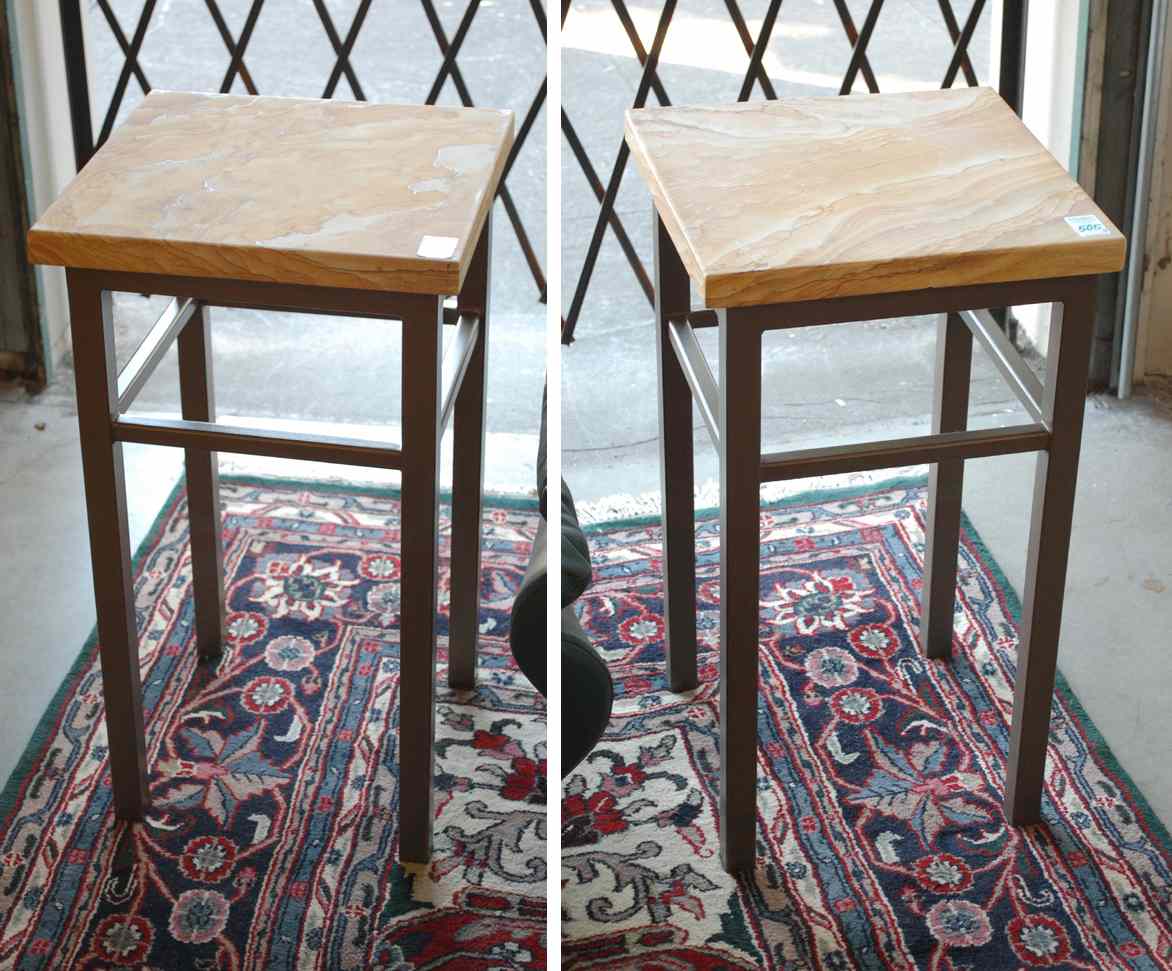 Appraisal: A PAIR OF CONTEMPORARY PEDESTAL TABLES each having a square