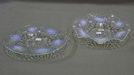 Appraisal: A pair of French artglass oyster dishes in opalescent glass