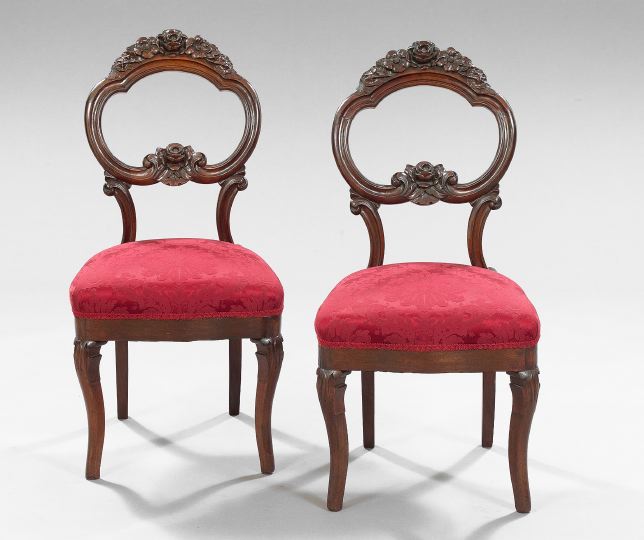 Appraisal: Pair of American Rococo Revival Walnut Sidechairs third quarter th