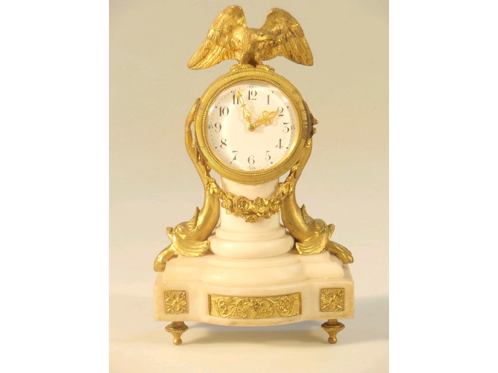 Appraisal: An early thC French gilt metal and alabaster mantel clock