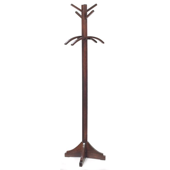 Appraisal: Arts and Crafts hall tree single post with corbelsupports at