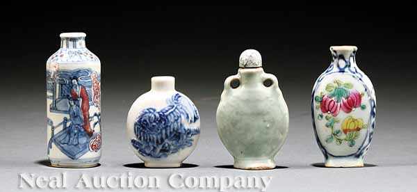 Appraisal: A Group of Four Chinese Porcelain Snuff Bottles th c