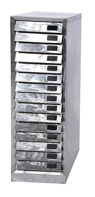 Appraisal: A POLISHED STEEL CHEST OF DRAWERS with angled fronts cm