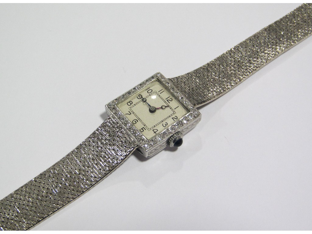 Appraisal: Art Deco ct white gold wrist watch with diamonds surrounding