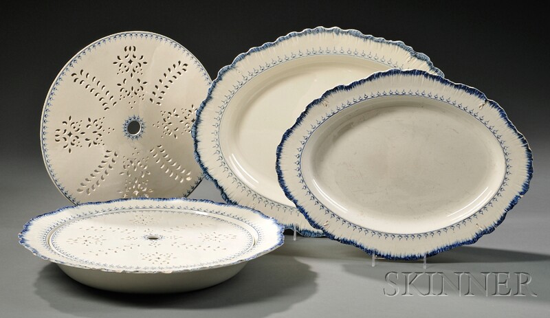 Appraisal: Five Wedgwood Mared Pattern Pearlware Items England late th century