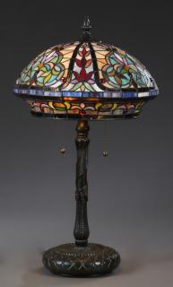 Appraisal: Tiffany Style Leaded Glass Table Lamp late th c Tiffany