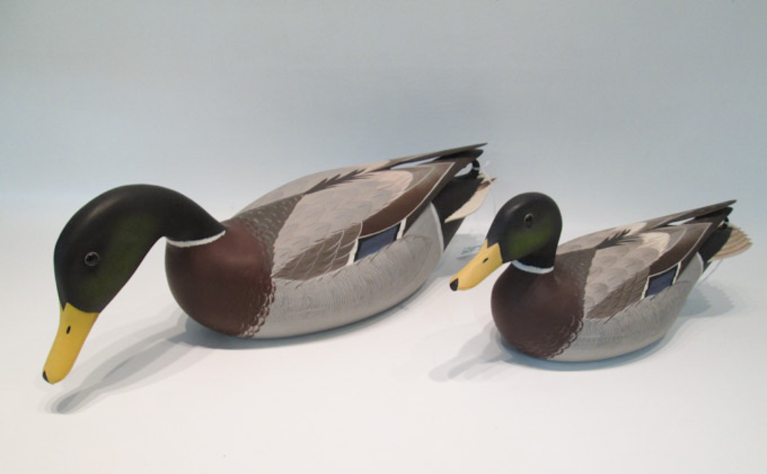 Appraisal: TWO WOOD CARVED AND PAINTED MALLARD DECOYS by Frank E