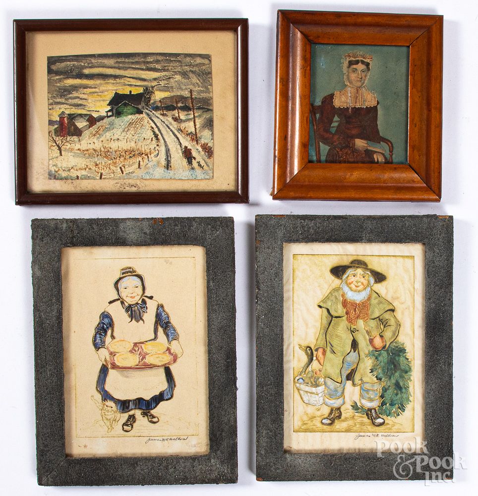 Appraisal: Six assorted framed works Six assorted framed works to include