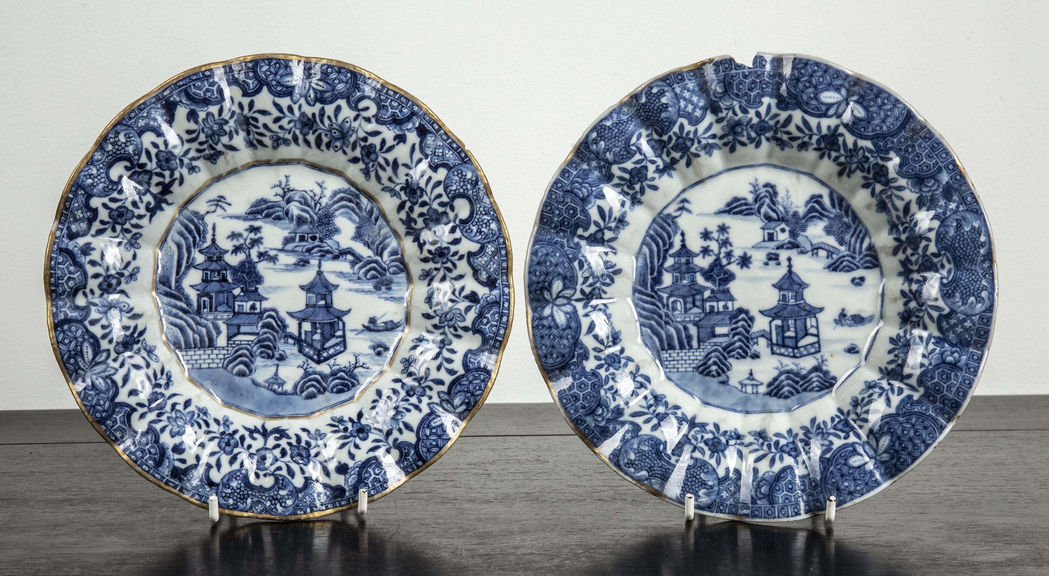 Appraisal: Two Nanking blue and white porcelain dishesChinese th Century decorated